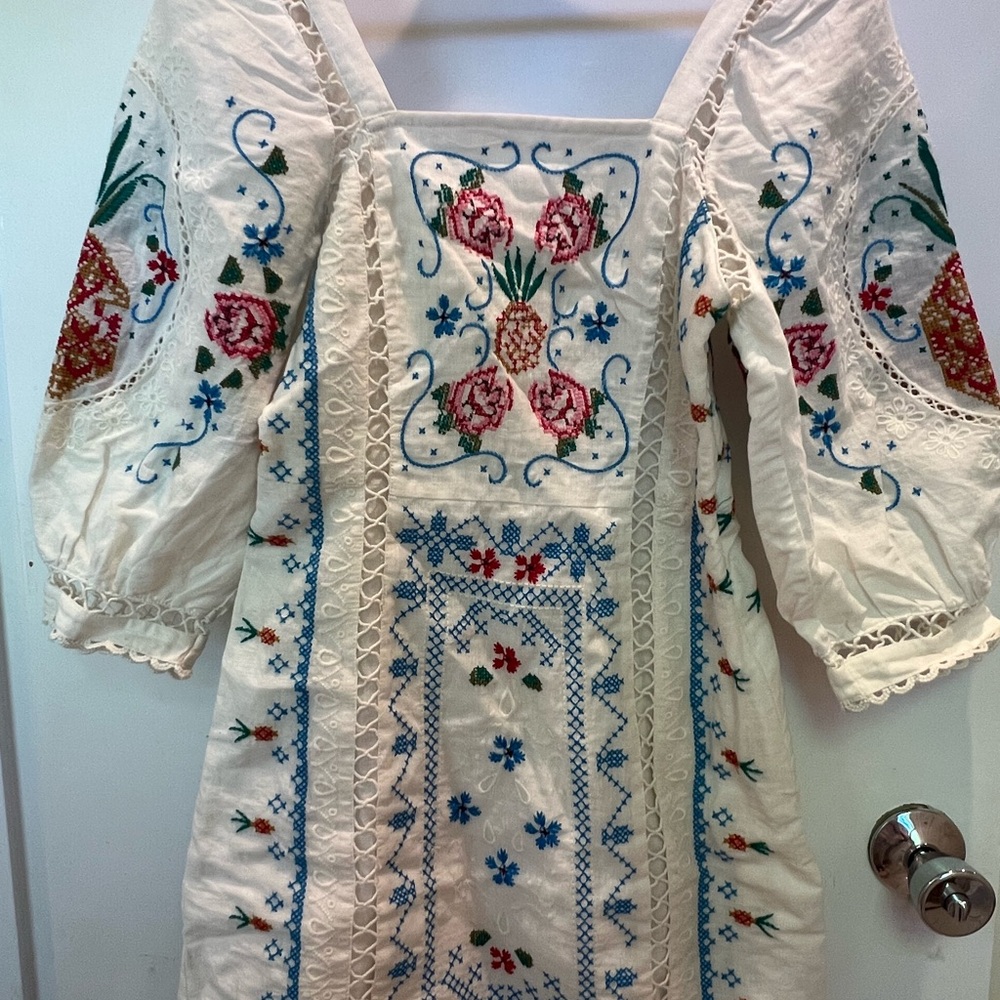 FARM Rio Cream Puff Sleeve Sundress